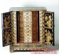 万历黑漆描金龙药柜