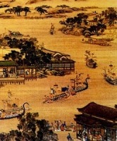 佚名《十二月令图册五月景-龙舟》（清）